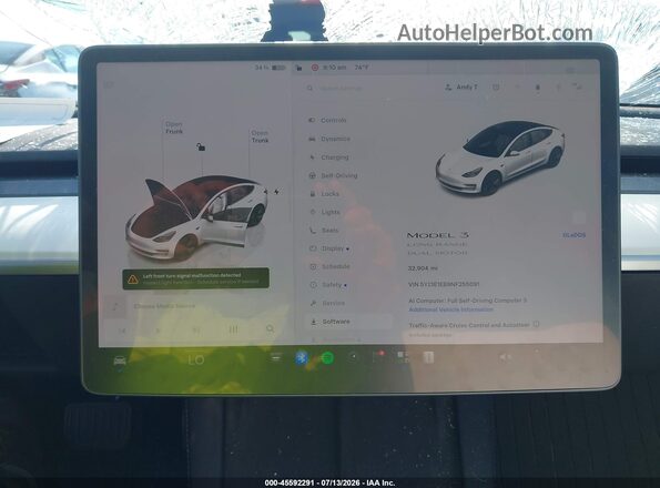 5YJ3E1EB9NF255091 2022 TESLA MODEL 3 White 