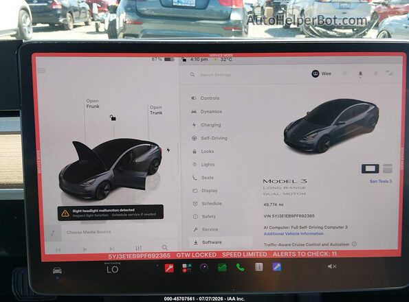5YJ3E1EB9PF692365 2023 TESLA MODEL 3 Серый Вид задних сидений