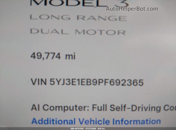 5YJ3E1EB9PF692365 2023 TESLA MODEL 3 Серый 