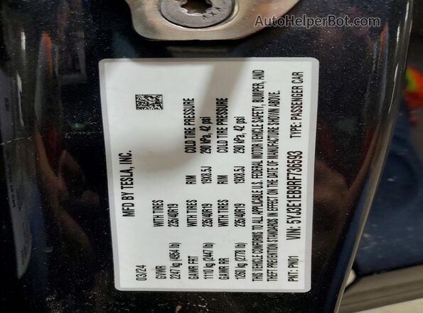 5YJ3E1EB9RF736593 2024 TESLA MODEL Black Engine compartment view