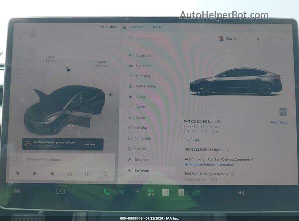 5YJ3E1EB9SF053220 2025 TESLA MODEL 3 Gray Vista de los asientos traseros