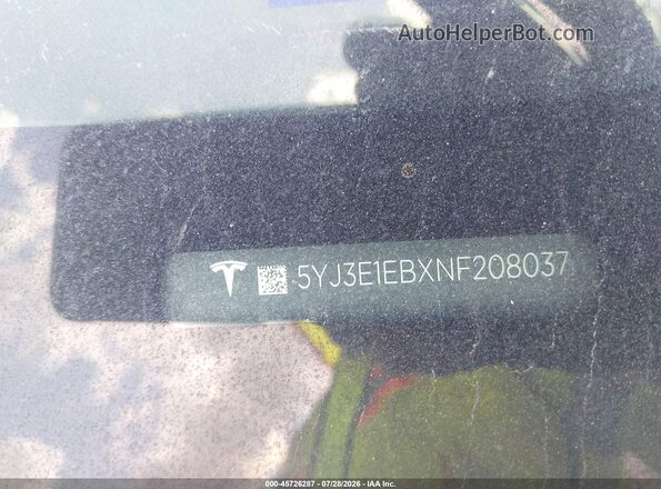 5YJ3E1EBXNF208037 2022 TESLA MODEL 3 Gray Engine compartment view