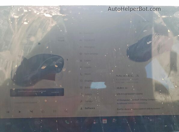 5YJ3E1EBXNF323012 2022 TESLA MODEL Серый Вид щитка приборов