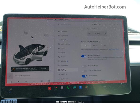 5YJ3E1EC0MF093696 2021 TESLA MODEL 3 White 