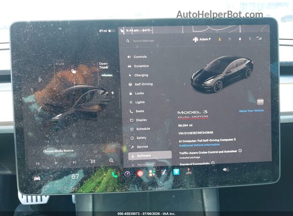 5YJ3E1EC1NF243848 2022 TESLA MODEL 3 Черный Вид задних сидений