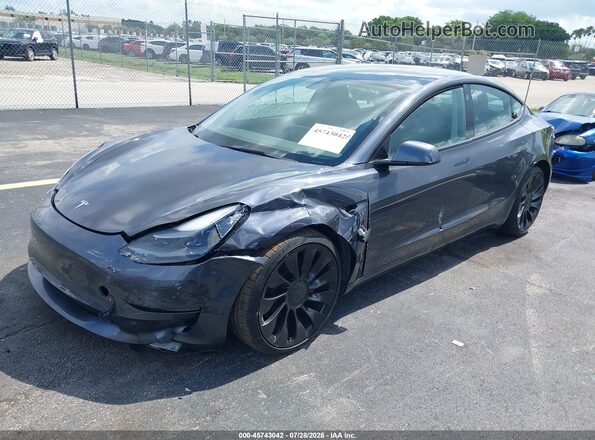 5YJ3E1EC2NF104182 2022 TESLA MODEL 3 Gray Vista tres cuartos delantera izquierda
