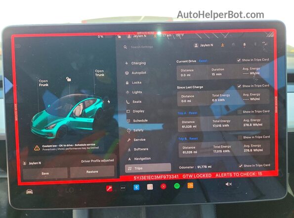 5YJ3E1EC3MF973341 2021 TESLA MODEL White Սարքավորումների վահանակի տեսք