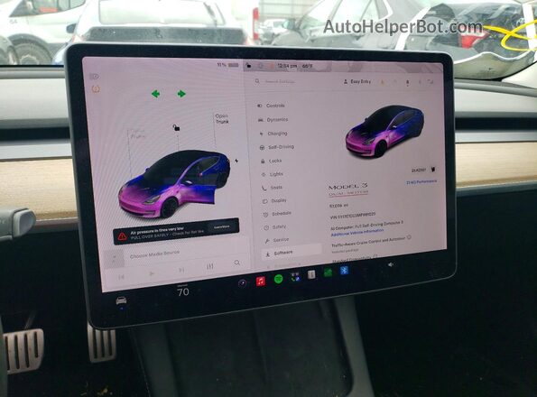 5YJ3E1EC3MF991029 2021 TESLA MODEL White Սարքավորումների վահանակի տեսք