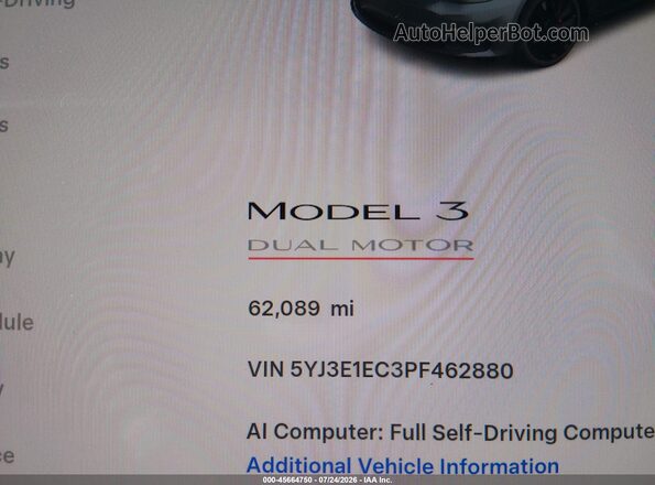 5YJ3E1EC3PF462880 2023 TESLA MODEL 3 Серый 