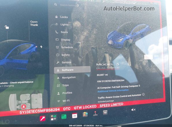 5YJ3E1EC5MF856294 2021 TESLA MODEL 3 Белый Вид задних сидений