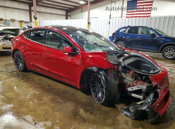 5YJ3E1EC5MF990982 2021 TESLA MODEL Красный Передняя правая четверть