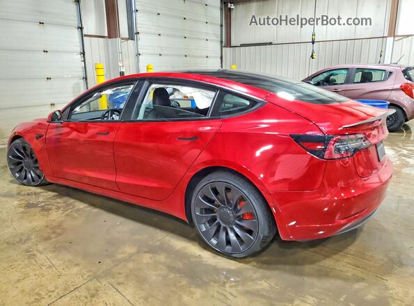 5YJ3E1EC5MF990982 2021 TESLA MODEL Красный Задняя левая четверть