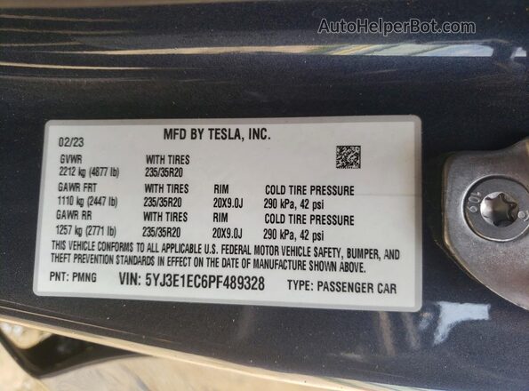 5YJ3E1EC6PF489328 2023 TESLA MODEL Серый Вид подкапотного пространства