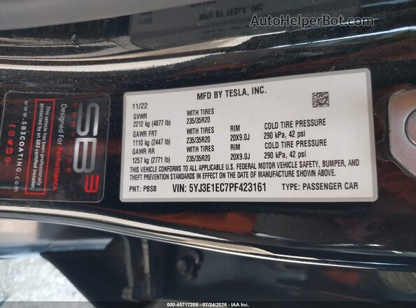 5YJ3E1EC7PF423161 2023 TESLA MODEL 3 Черный Вид подкапотного пространства