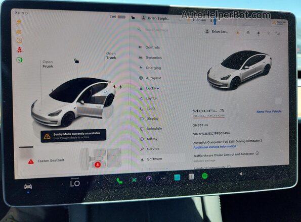 5YJ3E1EC7PF503494 2023 TESLA MODEL Белый Вид щитка приборов
