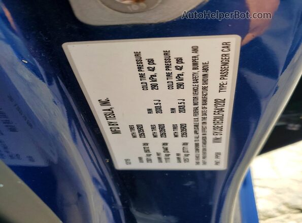 5YJ3E1EC8LF641202 2020 TESLA MODEL Blue Շարժիչի բաժամունքի տեսք