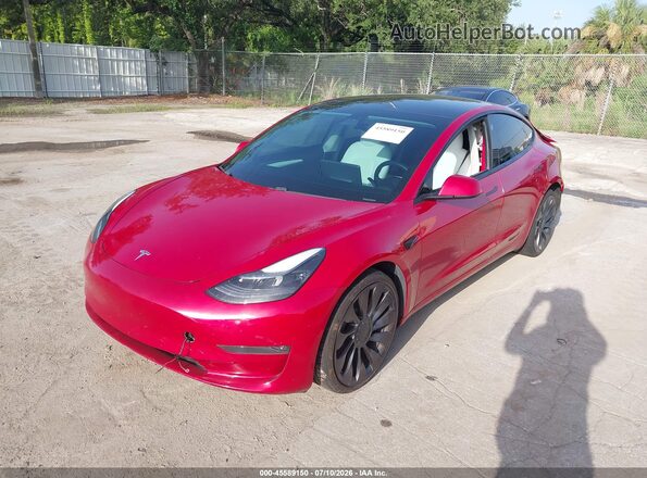 5YJ3E1EC8MF044035 2021 TESLA MODEL 3 Красный Передняя левая четверть