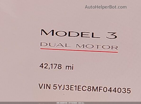 5YJ3E1EC8MF044035 2021 TESLA MODEL 3 Красный 