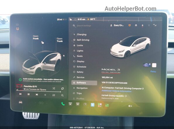 5YJ3E1EC8PF500488 2023 TESLA MODEL 3 White Widok tylnych siedzeń