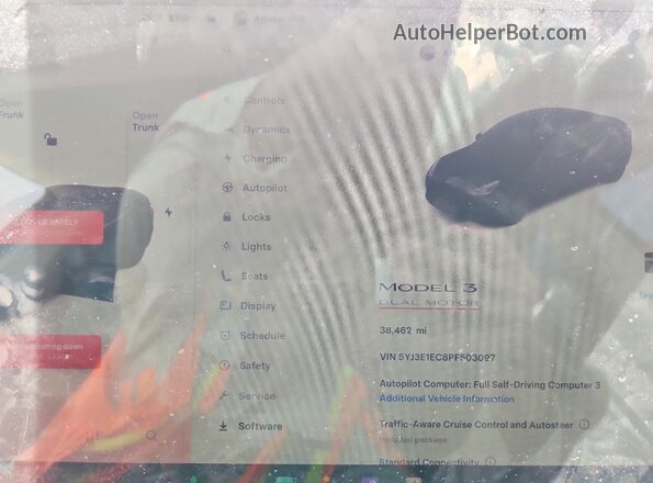 5YJ3E1EC8PF503097 2023 TESLA MODEL White Вид щитка приладів