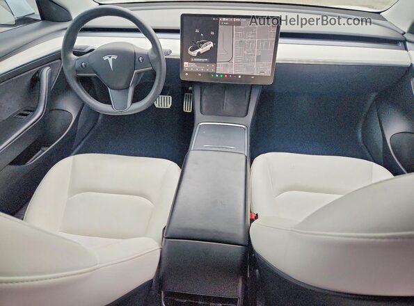 5YJ3E1EC9MF077884 2021 TESLA MODEL White Dashboard view