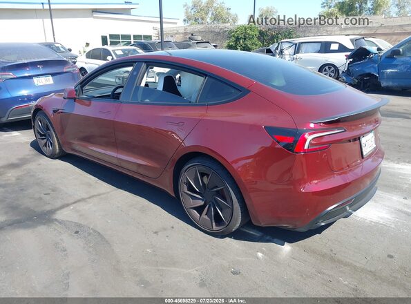 5YJ3E1ET2RF770738 2024 TESLA MODEL 3 Burgundy Rear left