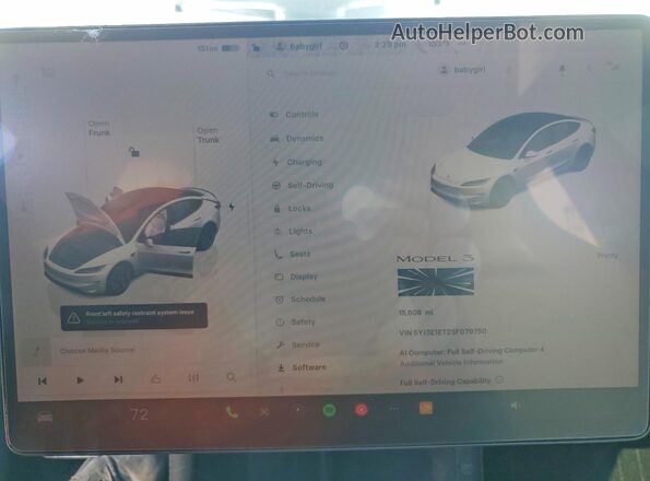 5YJ3E1ET2SF079750 2025 TESLA MODEL Белый Вид щитка приборов