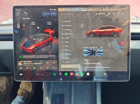5YJ3E1ET6RF896004 2024 TESLA MODEL Red ხელსაწყოთა პანელის ხედი
