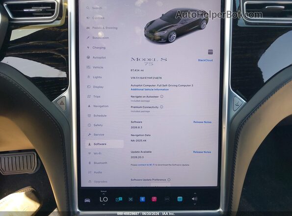 5YJSA1E11HF214876 2017 TESLA MODEL S Черный Вид задних сидений