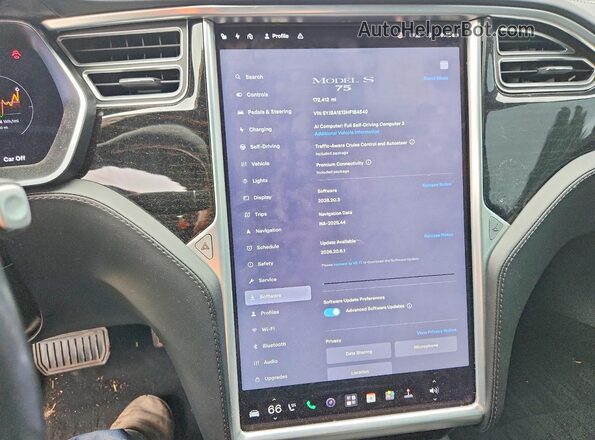5YJSA1E13HF184540 2017 TESLA MODEL Gray Vista del cuadro de instrumentos