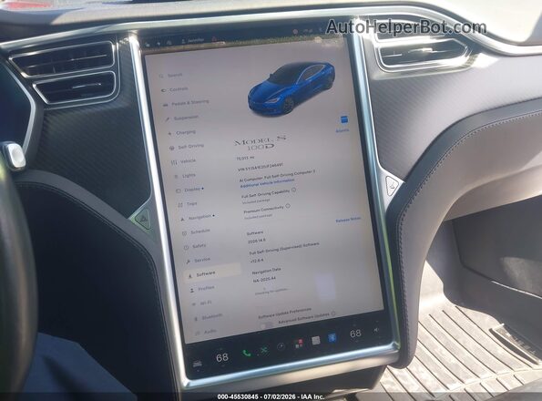 5YJSA1E20JF246491 2018 TESLA MODEL S Blue Հետևի նստատեղերի տեսք
