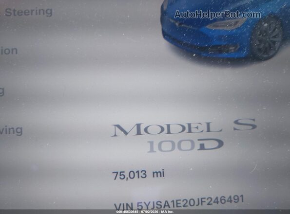 5YJSA1E20JF246491 2018 TESLA MODEL S Blue 