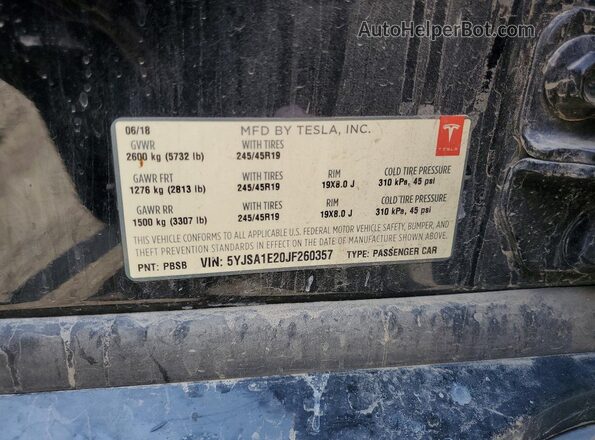 5YJSA1E20JF260357 2018 TESLA MODEL Black Engine compartment view
