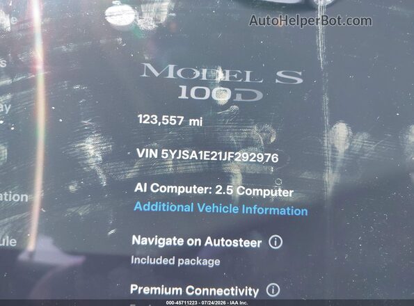 5YJSA1E21JF292976 2018 TESLA MODEL S Gray 