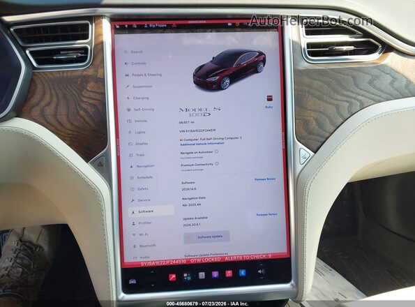 5YJSA1E22JF244516 2018 TESLA MODEL S Red Widok tylnych siedzeń