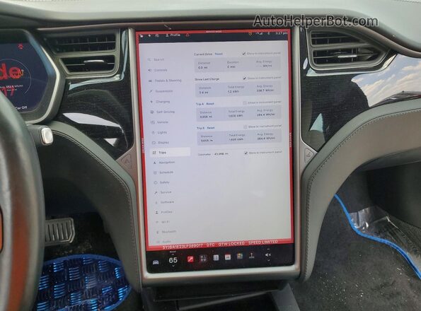 5YJSA1E23LF389017 2020 TESLA MODEL Blue Vista del cuadro de instrumentos