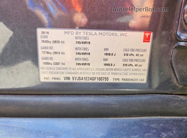 5YJSA1E24GF160755 2016 TESLA MODEL Silver Շարժիչի բաժամունքի տեսք