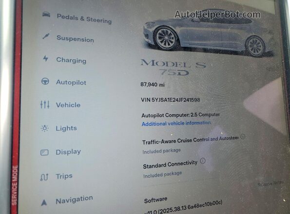 5YJSA1E24JF241598 2018 TESLA MODEL Silver Instrument cluster view