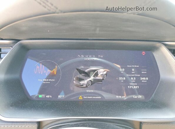 5YJSA1E25KF305732 2019 TESLA MODEL Gray Widok zestawu wskaźników