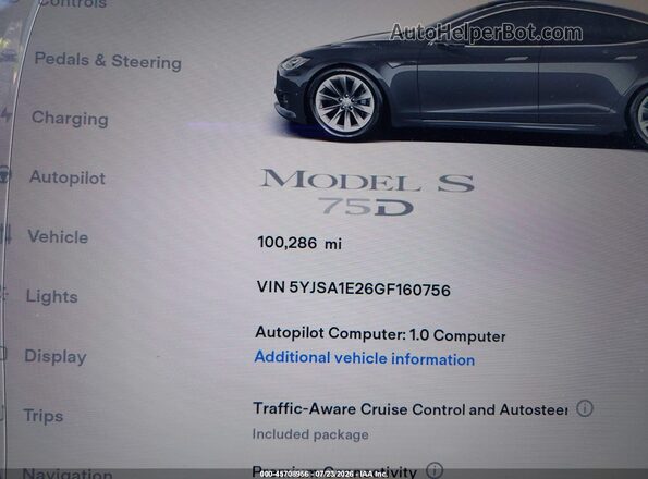 5YJSA1E26GF160756 2016 TESLA MODEL S Gray 