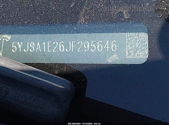 5YJSA1E26JF295646 2018 TESLA MODEL S Blue Շարժիչի բաժամունքի տեսք