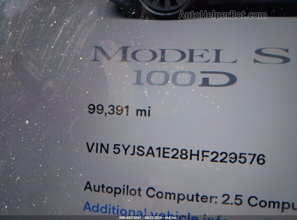 5YJSA1E28HF229576 2017 TESLA MODEL S Black 