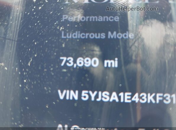 5YJSA1E43KF312843 2019 TESLA MODEL S White 