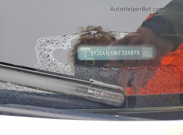 5YJSA1E49KF334975 2019 TESLA MODEL White VIN კოდის სტიკერის ხედი