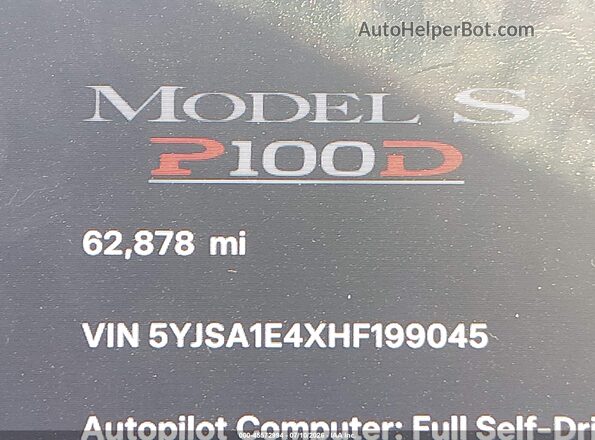 5YJSA1E4XHF199045 2017 TESLA MODEL S Серый 