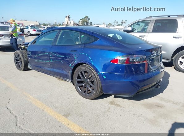5YJSA1E50MF432319 2021 TESLA MODEL S Синий Задняя левая четверть