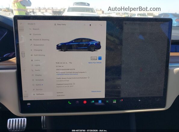 5YJSA1E50MF432319 2021 TESLA MODEL S Синий 
