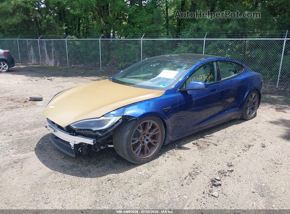 5YJSA1E52PF513097 2023 TESLA MODEL S Синий Передняя левая четверть