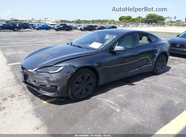 5YJSA1E52PF526982 2023 TESLA MODEL S Gray წინა მარცხენა ხედი სამი მეოთხედიდან