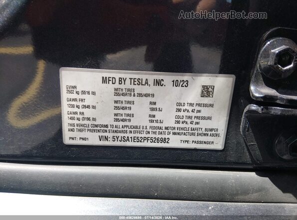 5YJSA1E52PF526982 2023 TESLA MODEL S Gray ძრავის განყოფილების ხედი